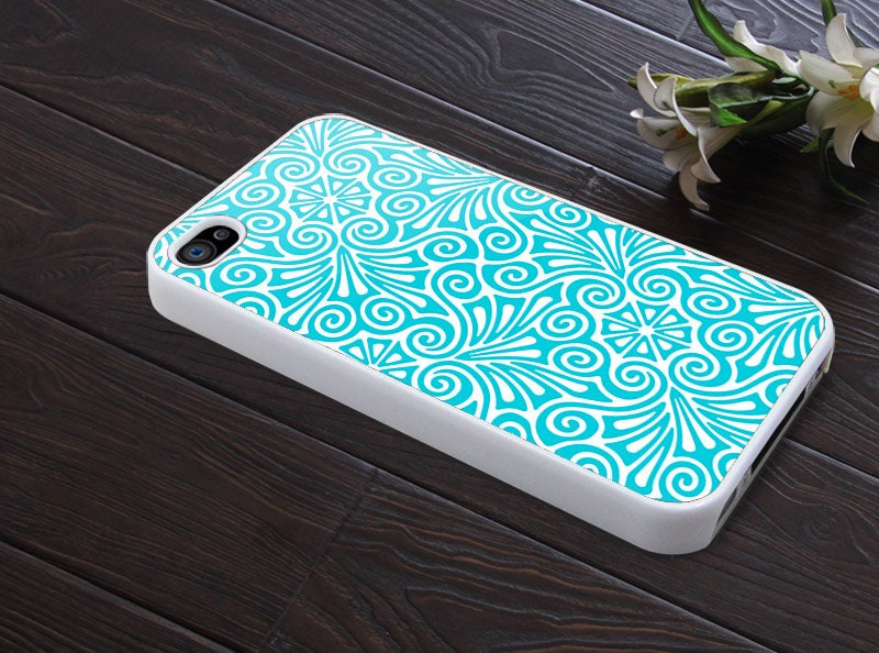 special phone case Hard case Rubber case iphone 4 case iphone 4s case New Iphone 5 case blue flower graphic design printing