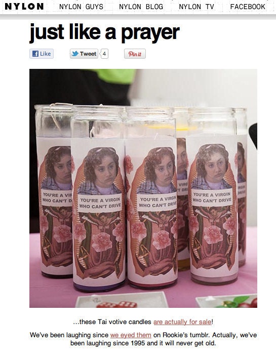 Virgin Who Can't Drive candle / Clueless Brittany Murphy R.I.P.