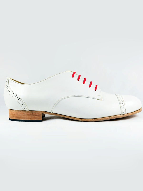 MARCUE - Men's & Women's - Unisex - Handmade Leather Shoes - White Leather Derby