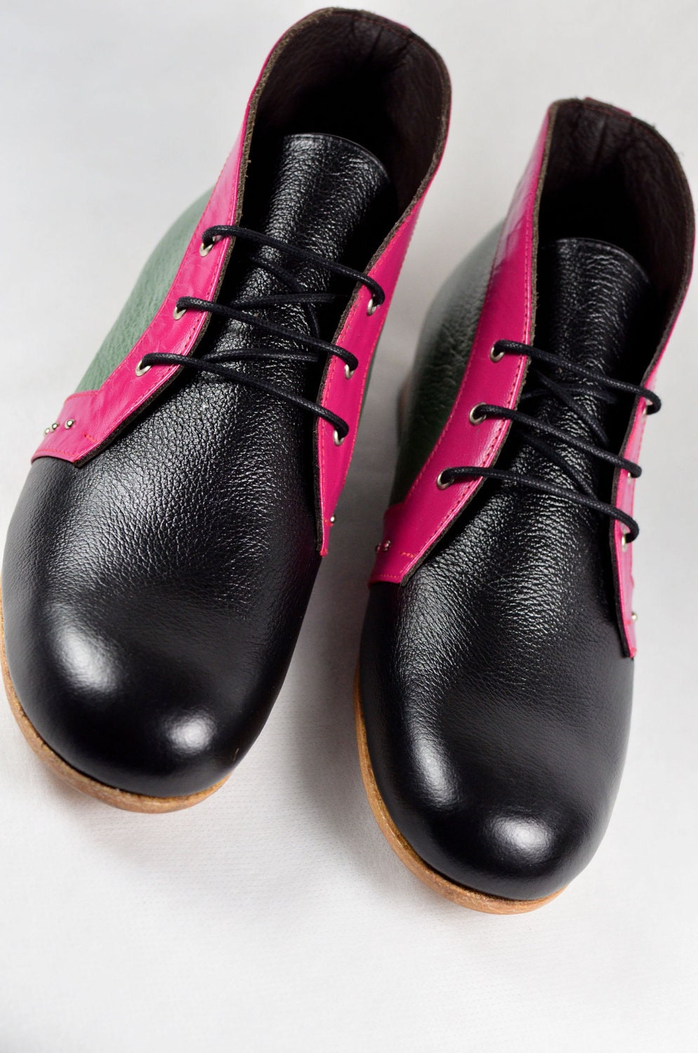 MARCUE - Women's - Handmade Leather Shoes - Pink Edge Ankle Boot