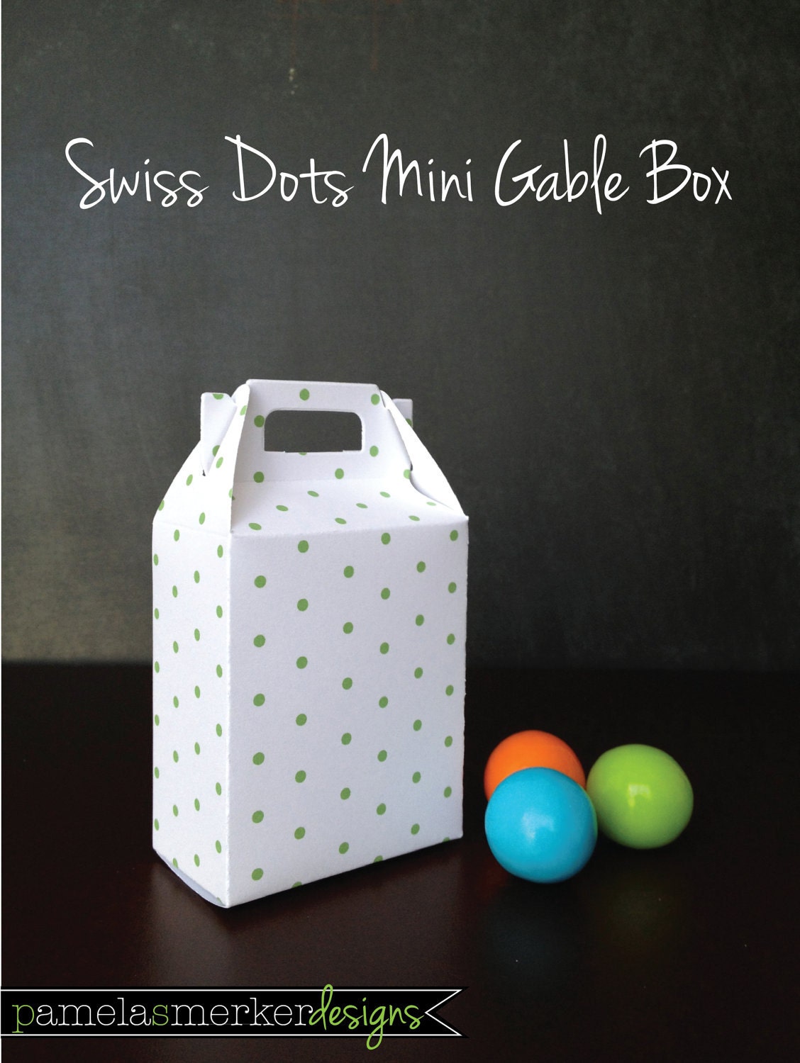 Pick a Color Swiss Dots Mini Gable Favor Box