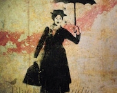 Mary Poppins Stencil Street Art , London  Fine Art Photograph 5 x 5 inches limited edition print