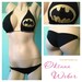 Sexy batman bikini, black and gold bikini, low rise, triangle top, Brazilian bottom 
