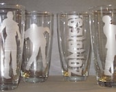 Set of 4 Etched Zombie Drinking Glasses