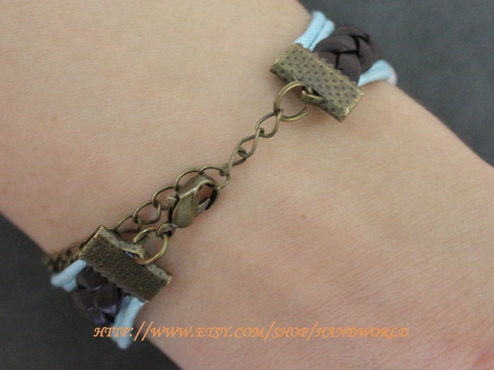 silver arrow racelet,silver karma bracelet brown leather bracelet rope leather women or men bracelet