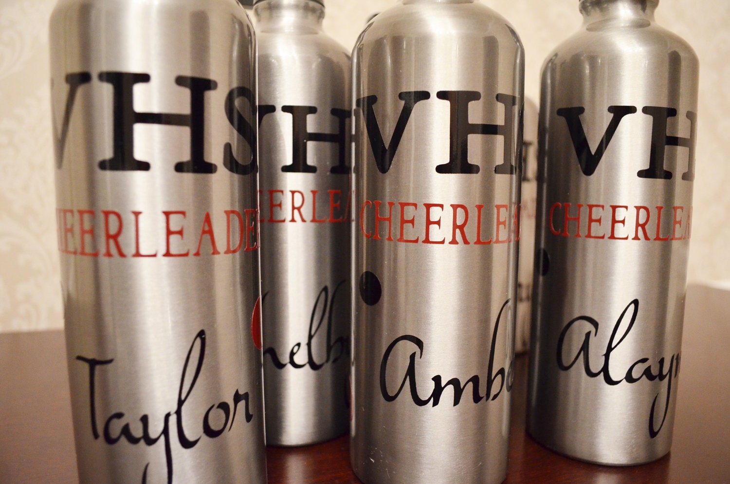 Personalized Aluminum Water Bottle with Polka Dots