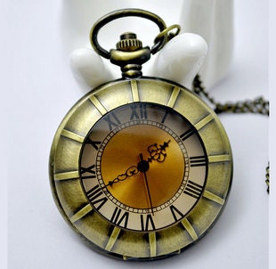 Exquisite Pocket Watch Necklace Vintage Jewelry hb29 Antique Pocket Watch Necklace Bronze Chain Pendant