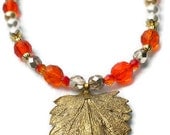 Orange White and Gold Nature Necklace Ancient Wisdom