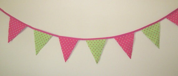 Custom Pink and Lime Polka Dot Banner for Girl's Room, Birthday Party Il_570xn