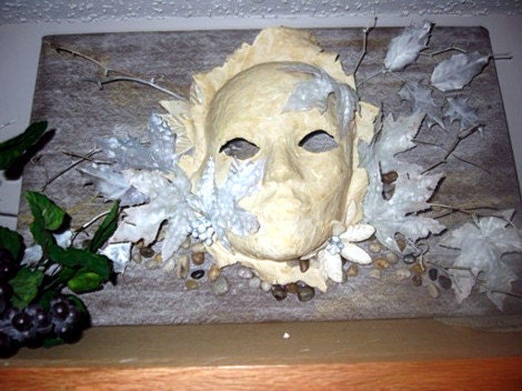 Sculpture  Art Winter Wall Decor Spirit mask paper mache wall sculpture