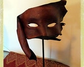 Leather Mask Unique Leather Art Sculpture dark Chestnut