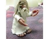 Sculpture Fantasy Renaissance Wizard White clay Art Doll