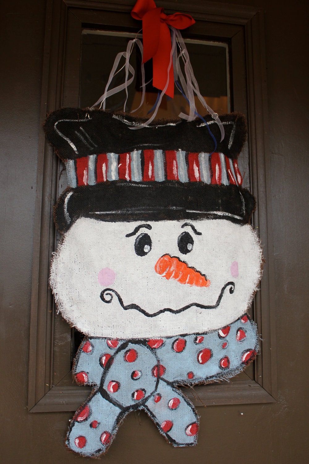 Snowman Burlap Door Hanger
