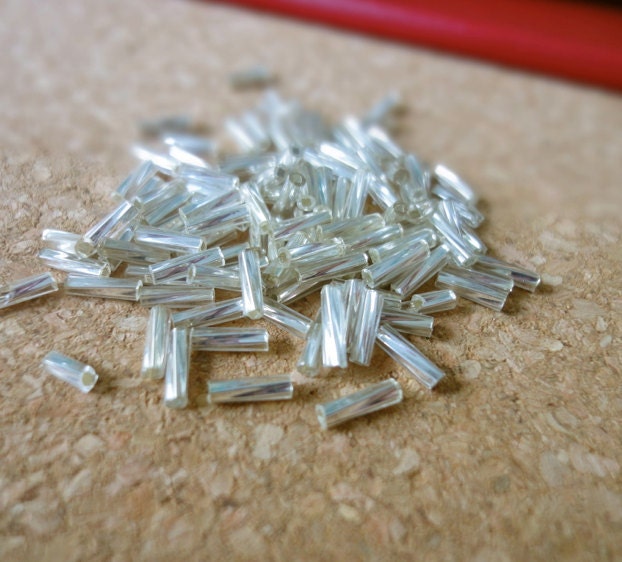 Twisted Champagne Silver Bugle Beads by TMDElements on Etsy