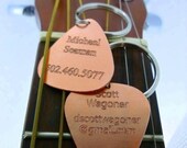 Engraved Copper Guitar Pick Keychain - Name Tag - Id Tag - Luggage Tag