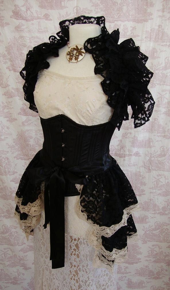 Gothic  Lace Bustle Skirt  Burlesque  Victoriana Steampunk  BOCCA BACIATA  Vintage Lace  Victorian Decadence By Ophelias Folly