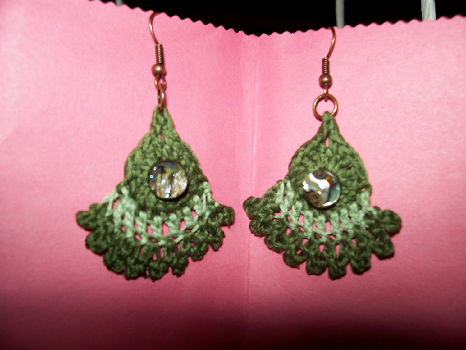 Shades of Green Crocheted Earrings