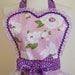 Womens Full Apron with Lilac and Purple Flower pattern