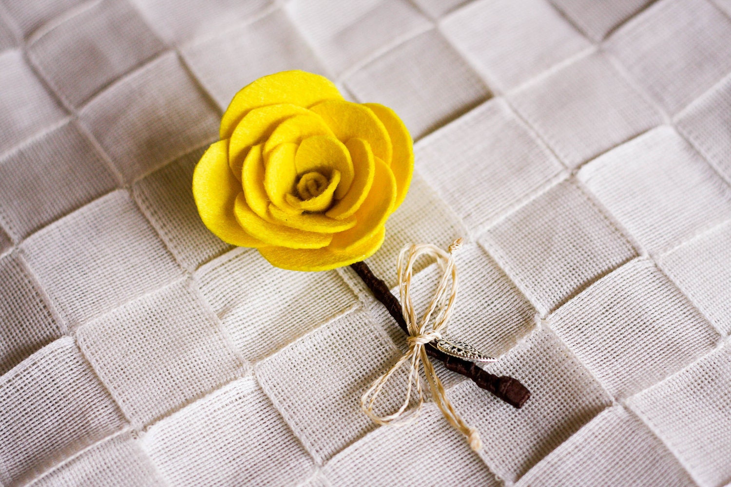Yellow Felt Floral Boutonniere