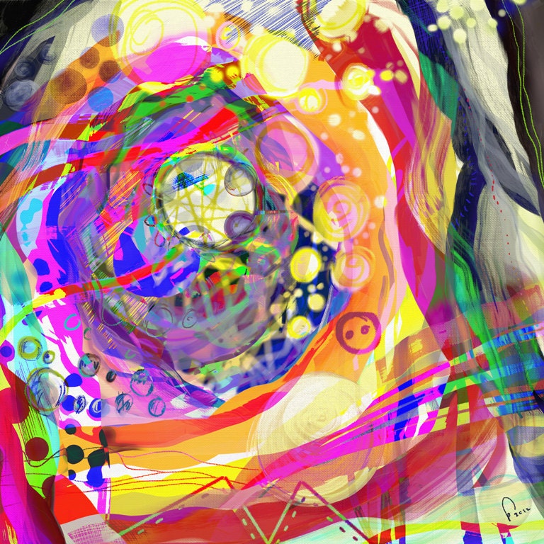 Etsy Sale -30% Digital Painting, Abstract Kitchen Whimsy Home Decor, WASHING ON 40 C, Art print,  50x50 cm