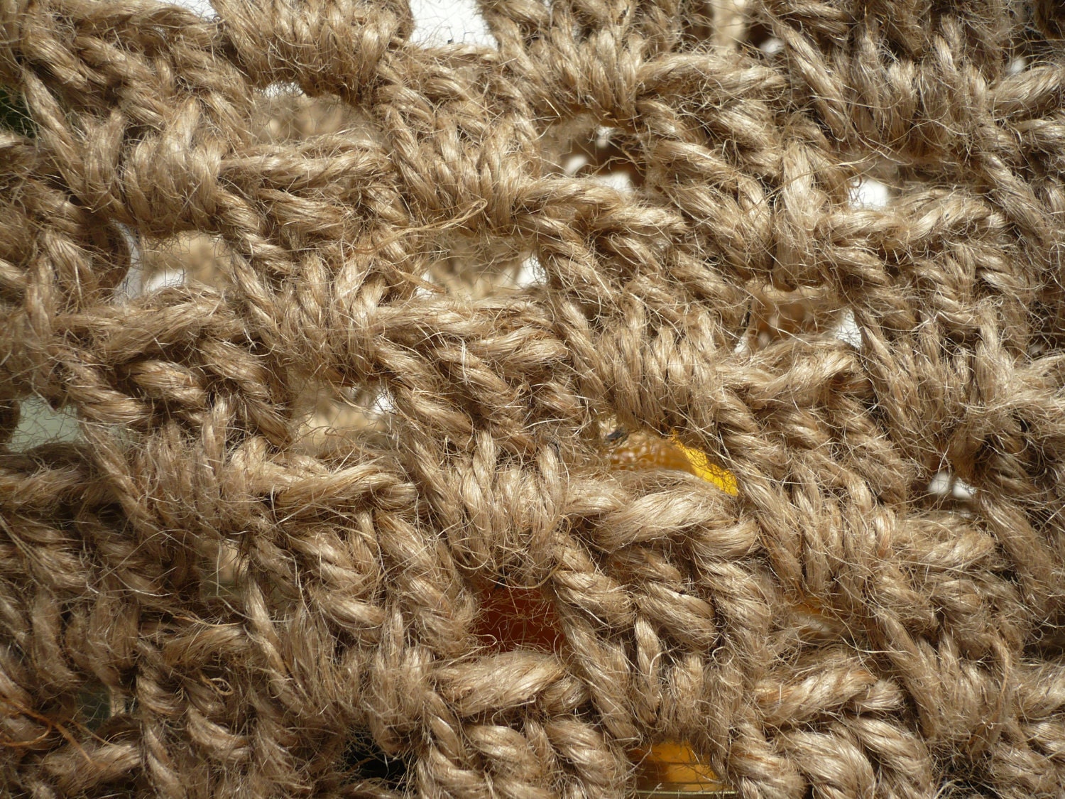 Tote Shopping Bag: Strong Crocheted Jute. Made in England.