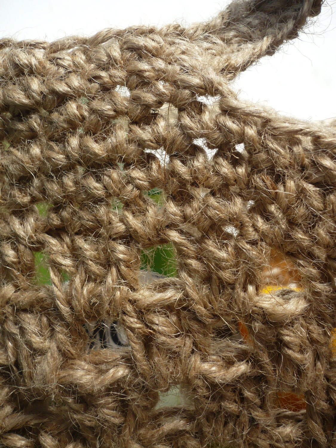 Tote Shopping Bag: Strong Crocheted Jute. Made in England.
