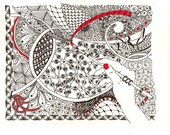 The Red Line - ink pen drawing