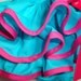 Little MISS ISABELLE Sassy, Fluffy Turquoise Aqua Ruffle Diaper Cover Bloomers Trimmed in Hot Pink Bias Edging by Bloomin Cuties
