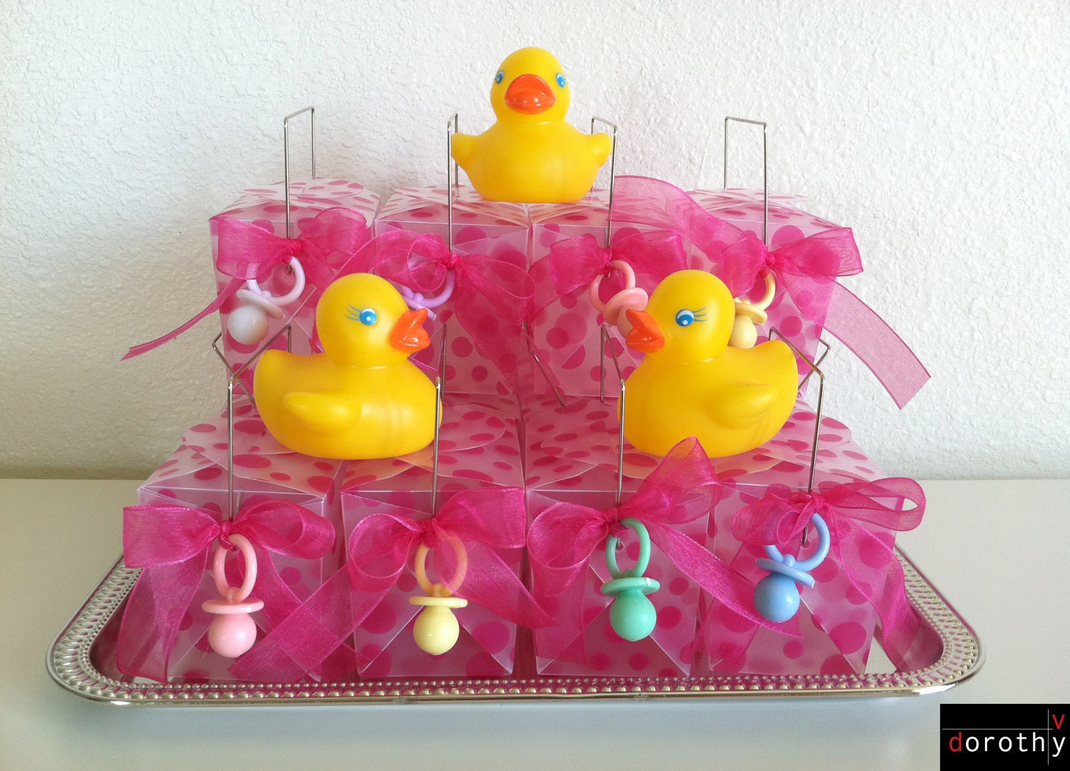 Baby Girl Baby Shower Party Favors - 12 Pink Polka Dot Chinese Take Out Boxes