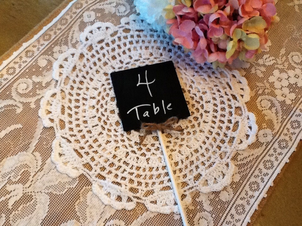 Mini Wooden Square Chalkboard Signs, Set Of 12, Rustic Wedding Table Numbers.