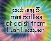 Pick ANY 3 MINI BOTTLES (9ml) from Lush Lacquer :  Custom-Blended Glitter Nail Polish / Lacquer