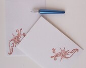 Eco Friendly Summertime Card, Henna inspired blank card, tan and white card flower design