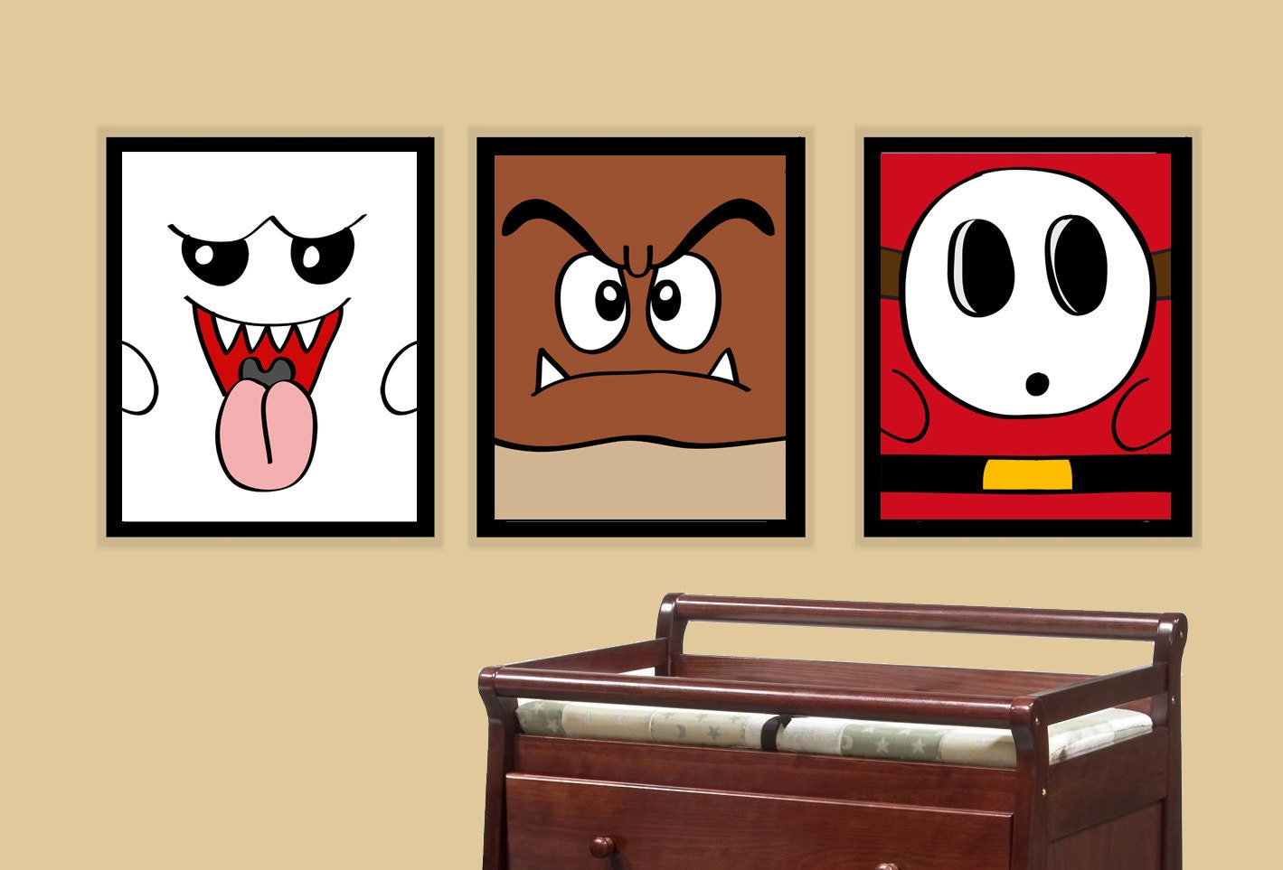 3 Super Mario Brothers Monsters modern print poster 8x10 children nursery art