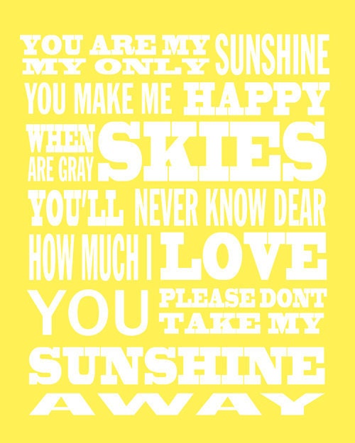 You are MY SUNSHINE quote modern print poster 8x10