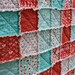 Crib Rag Quilt, for baby or toddler, Aqua and Red by Michael Miller, girl nursery, red, aqua, pink, turquoise, photo prop
