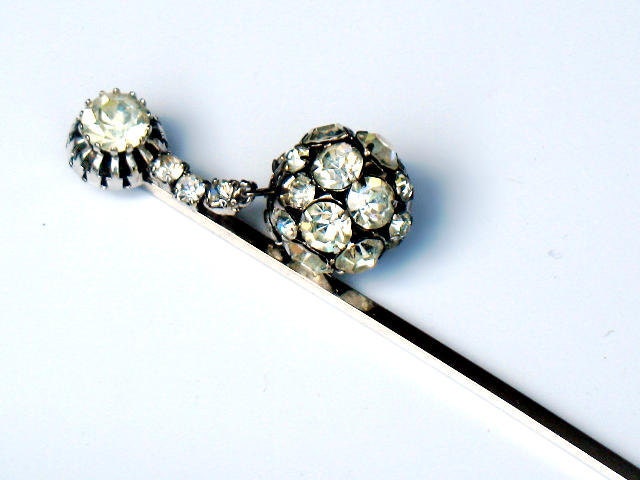 1940s Hair Stick Pin Art Deco Crystal Rhinestone Bridal Wedding Accessory Jewelry Collectable
