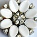 Vintage LISNER White Flower Earrings Rhinestone Lucite Clip On Silver Tone Signed 1950s Wedding Bridal