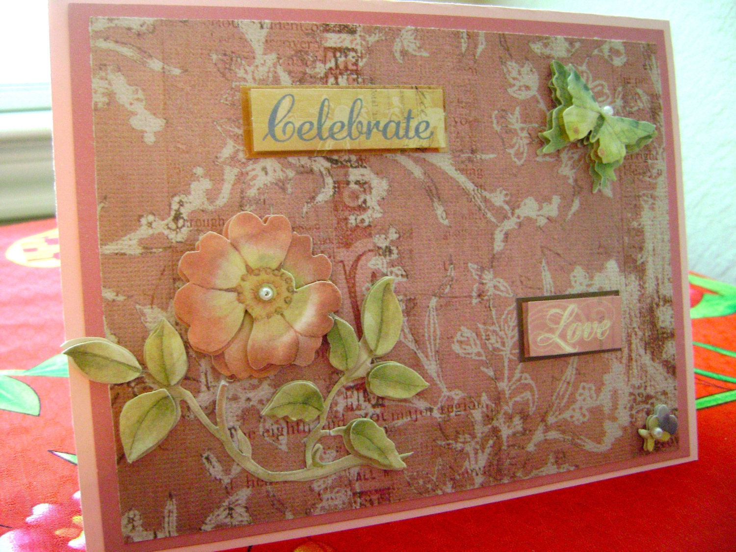 Celebrate Love Pink Wedding or Anniversary Card