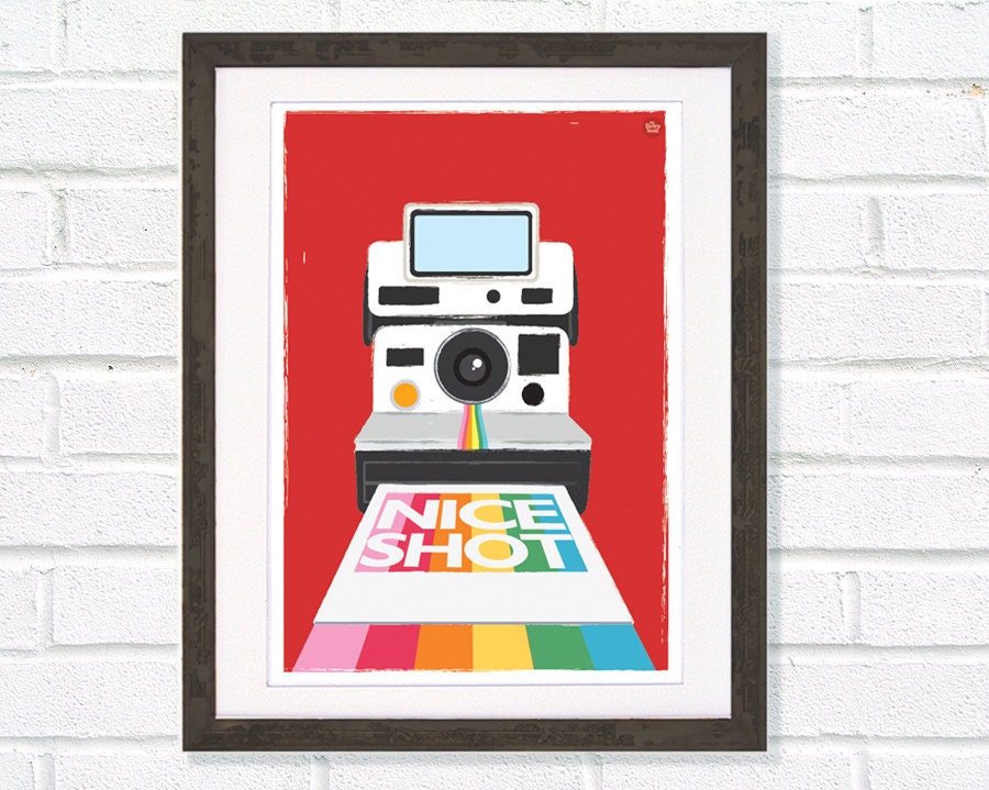 Retro polaroid camera art print Nice shot