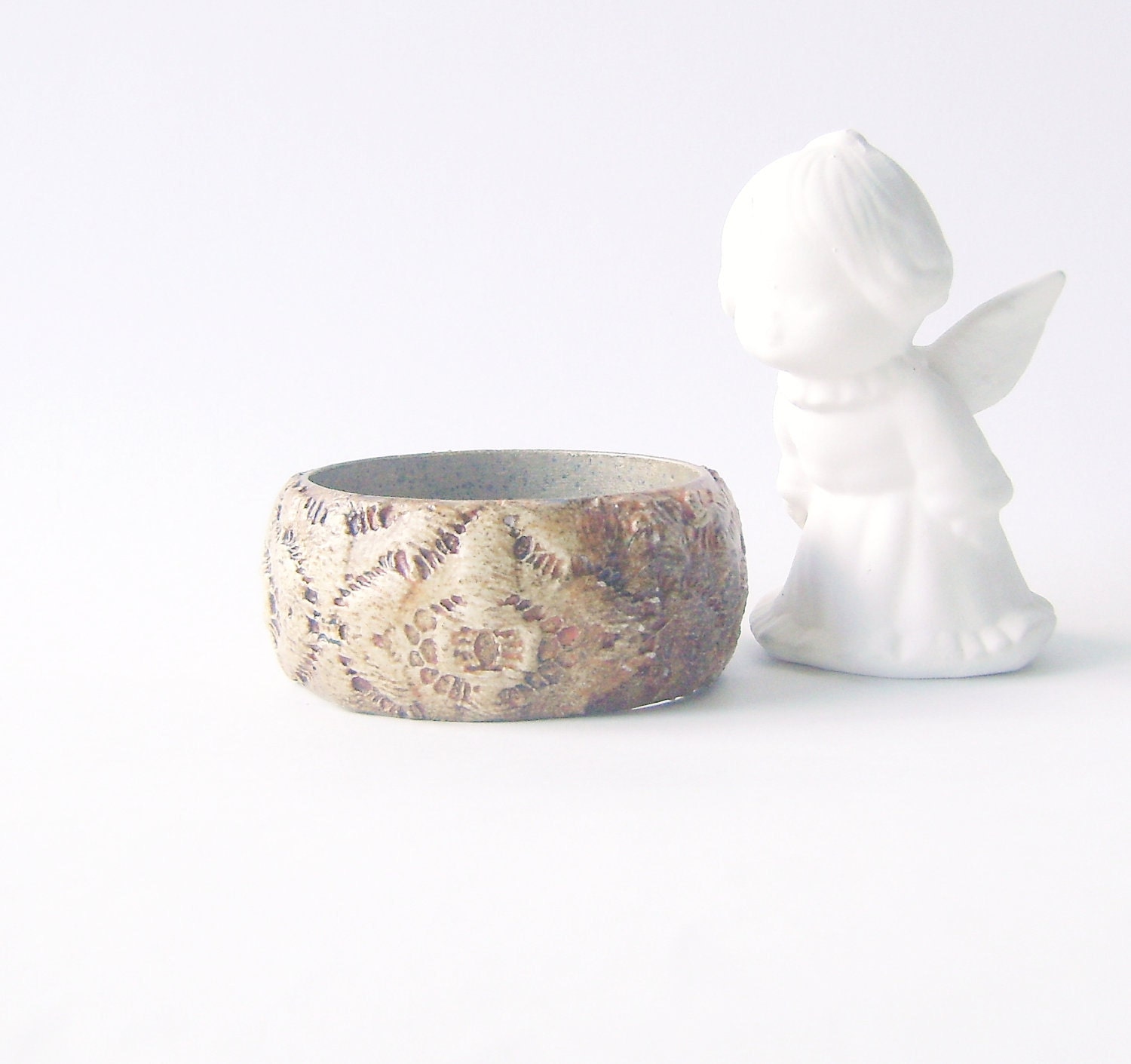 Brown Lace Wooden Bracelet Bangle