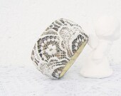 Rustic White Lace Wooden Bohemian Cuff Bracelet
