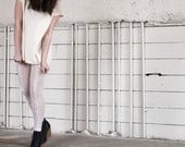 Lace Leggings - minimalist white sheer mesh, industrial minimal soft grunge fashion - medium