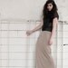 Long Maxi Skirt - camel brown bamboo jersey high waisted style, bohemian fashion boho hippie - large
