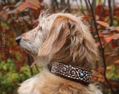 Leather Dog Collar- Swirled Stitch Collar-Chocolate-Made to Order