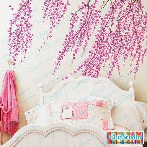 Cherry blossom tree wall decal for living room-Vinyl wall decal wall decals nursery wall stickers flowers wall decal home decor