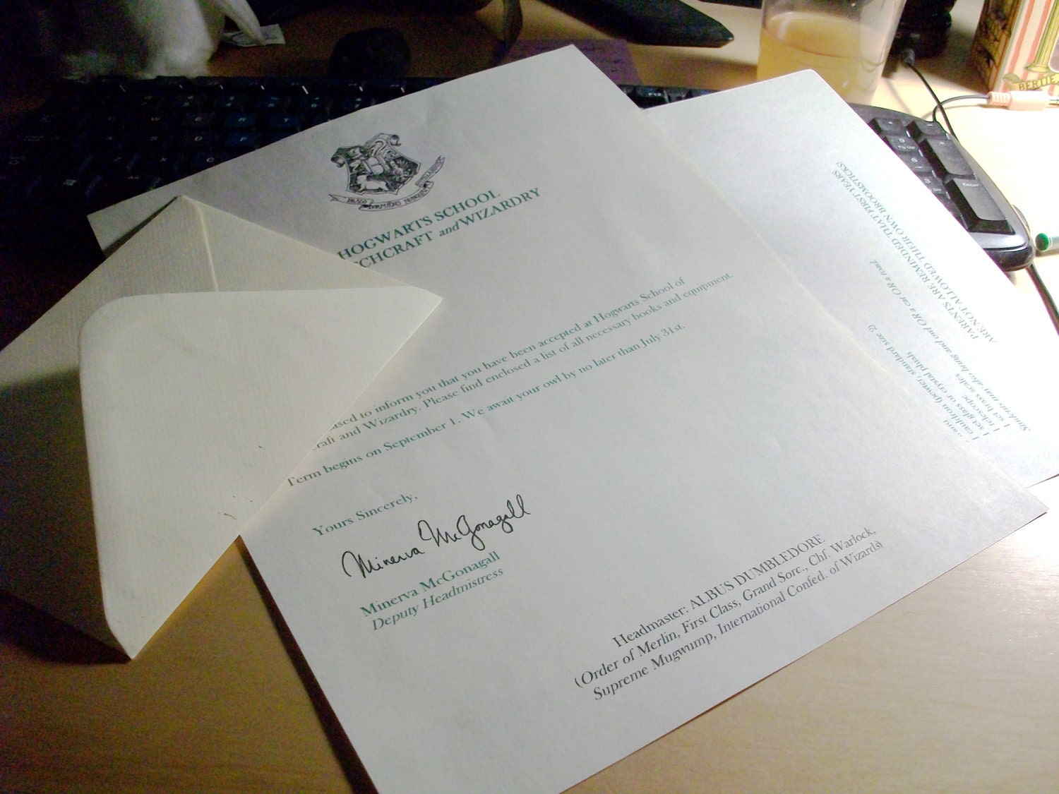 Hogwarts Acceptance Letter- Personalized