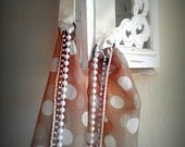 SALE Diamonds and Pearls Necklace Scarf in Tan Polka Dots