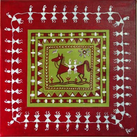 Warli Painting Images on Traditional Warli Folk Art Painting Using Acrylic Paint On Canvas