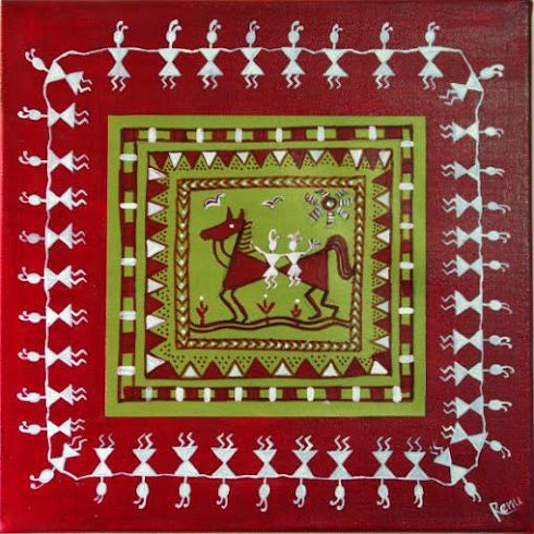 Warli Painting Images on Traditional Warli Folk Art Painting Using Acrylic Paint On Canvas