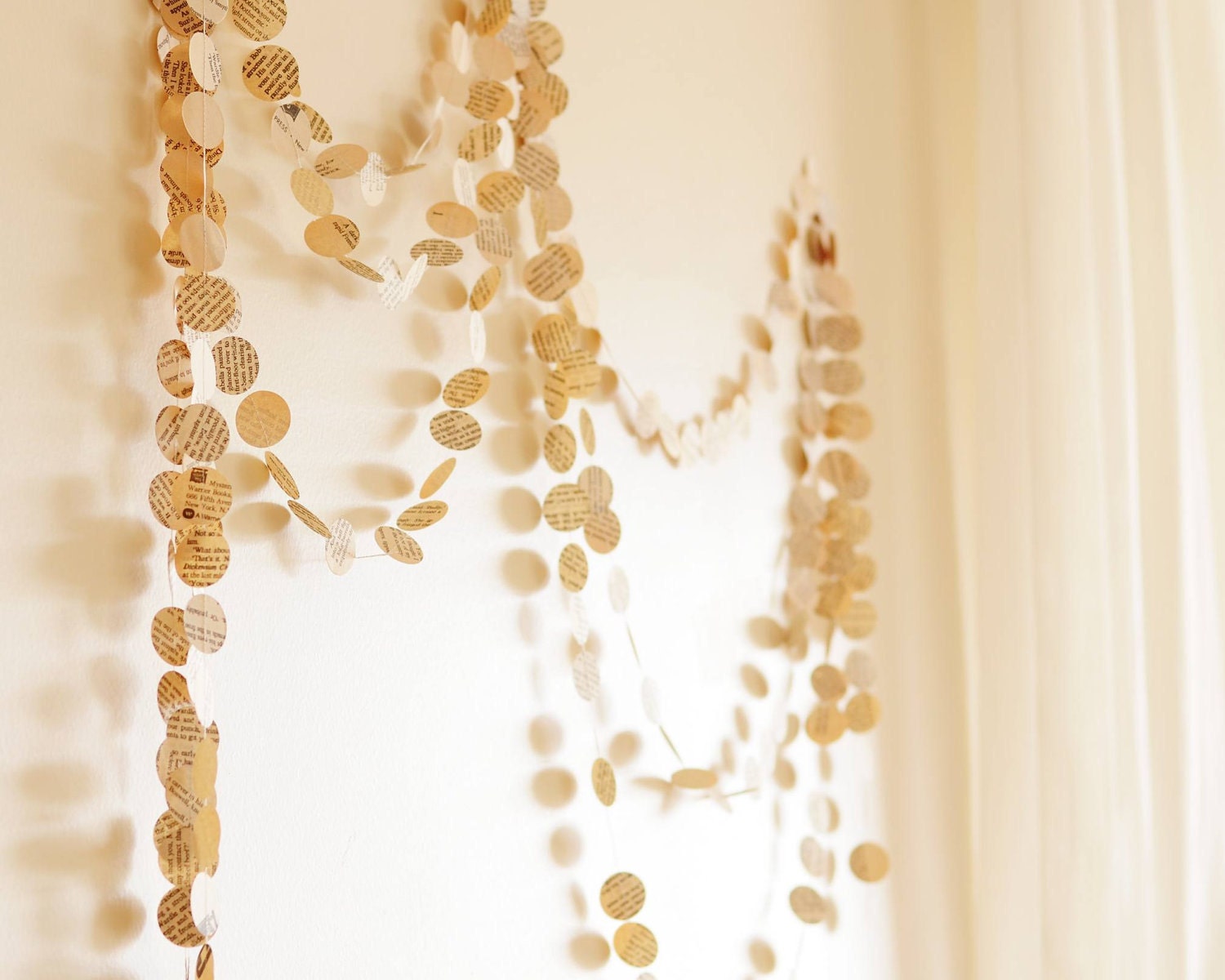 Eco Wedding Paper Garland, from Vintage Book, Weddings decoration, wedding backdrop, rehersal dinner, photo booth prop